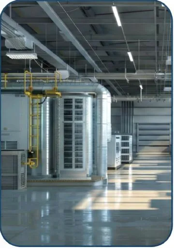Industrial plant room with coordinated services