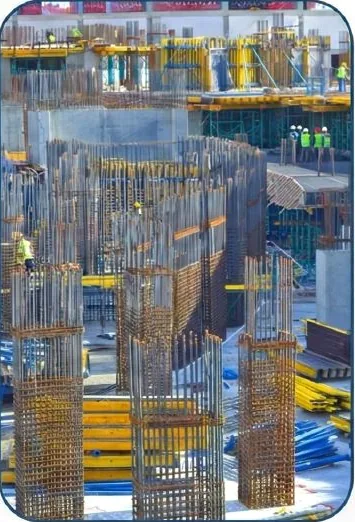 Reinforcement steel installation on a concrete structure